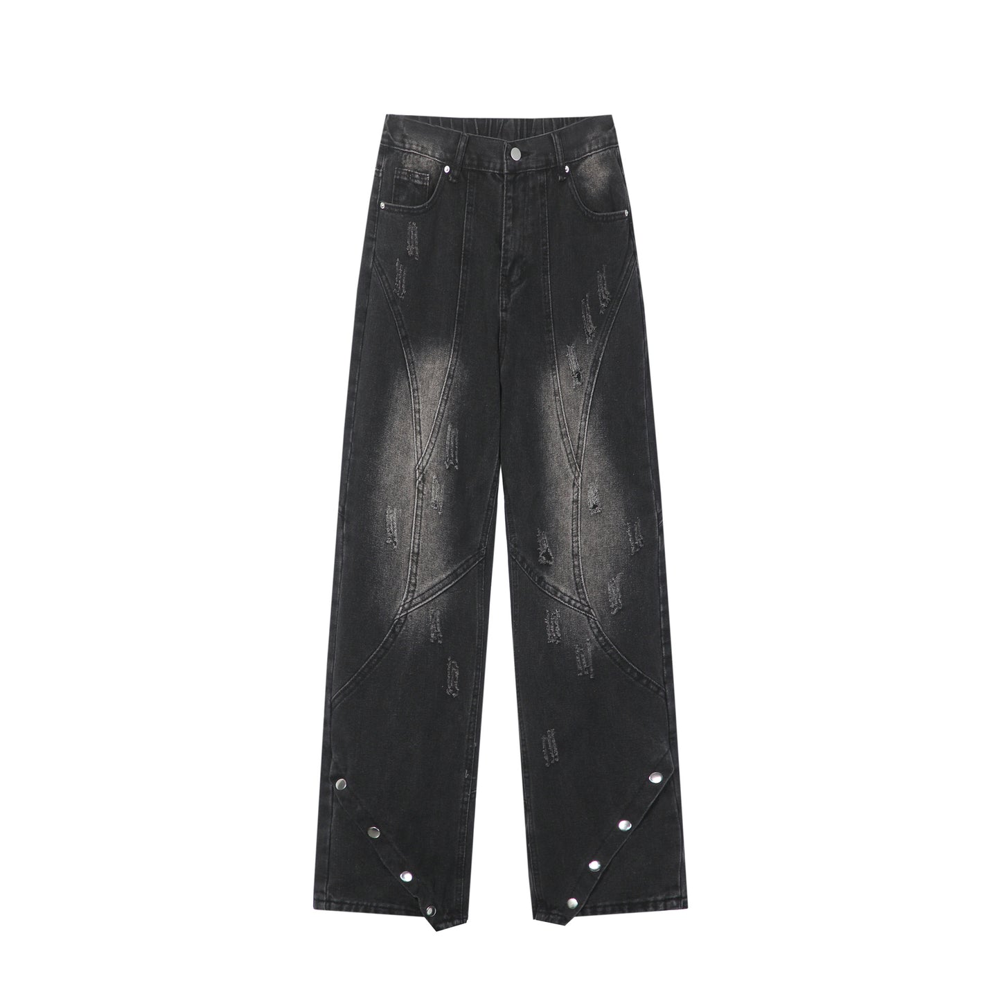 Retro Distressed Slim Fit All-matching Straight Pants